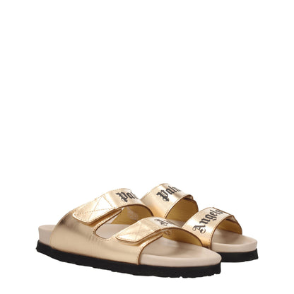 Palm Angels – Hausschuhe aus goldenem Leder