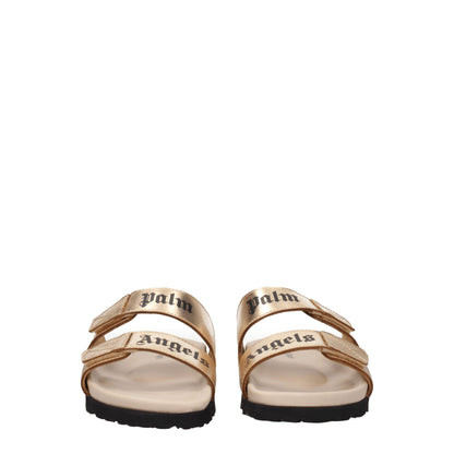 Palm Angels – Hausschuhe aus goldenem Leder