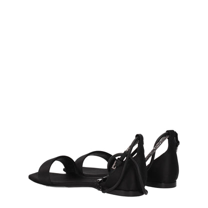 Max Mara – Flache Sandalen aus schwarzem Satin
