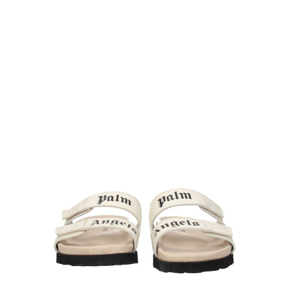 Sandales plates en cuir beige Palm Angels
