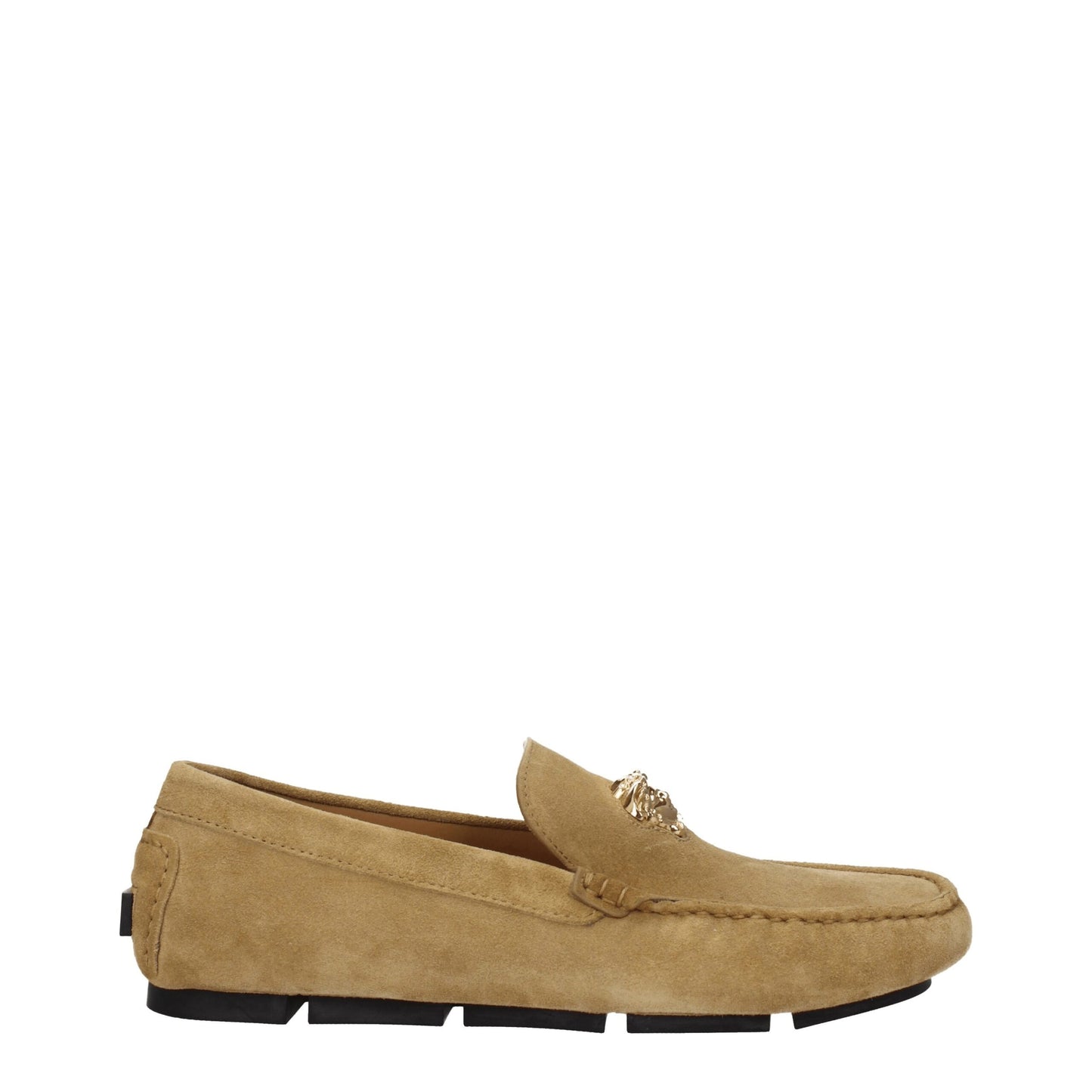 Mocassins à enfiler en cuir beige Versace