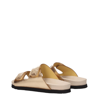 Palm Angels – Hausschuhe aus goldenem Leder