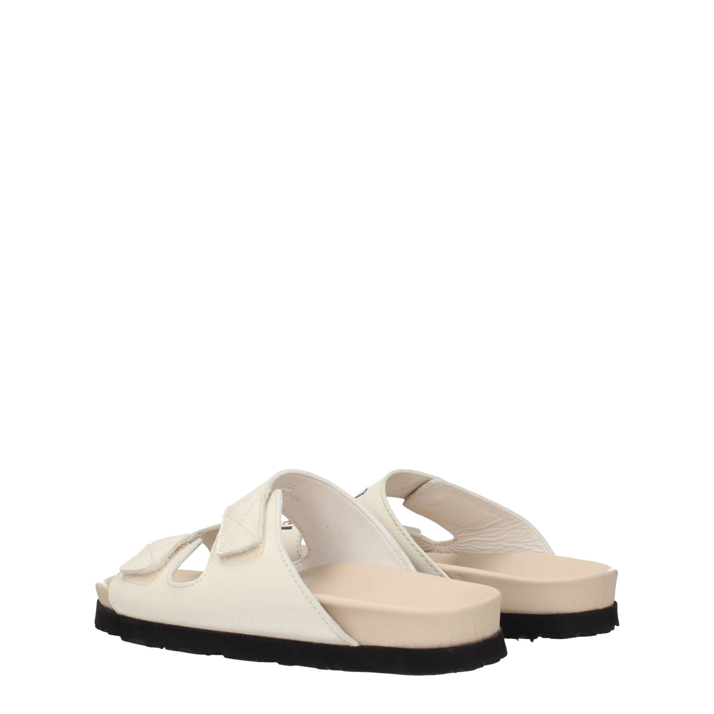 Sandales plates en cuir beige Palm Angels