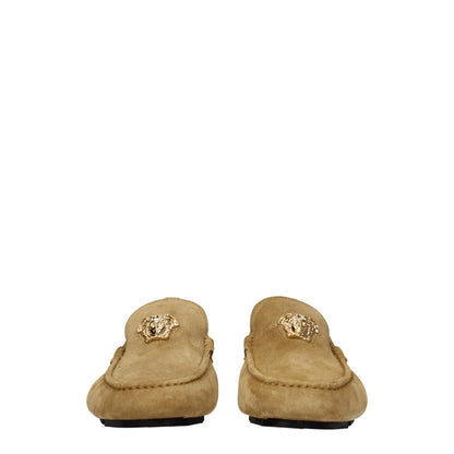 Mocassins à enfiler en cuir beige Versace