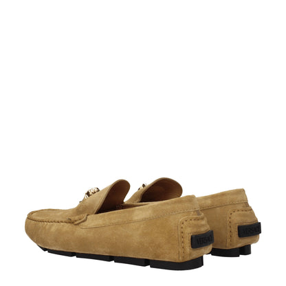 Mocassins à enfiler en cuir beige Versace