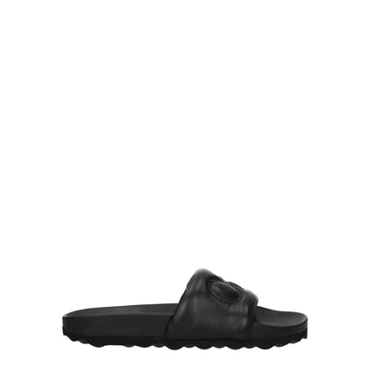 Off-White – Schwarze Leder-Slipper-Sandalen