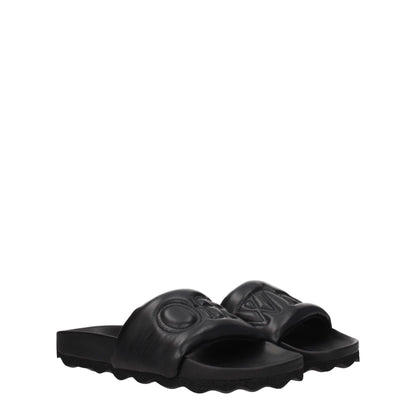 Off-White – Schwarze Leder-Slipper-Sandalen