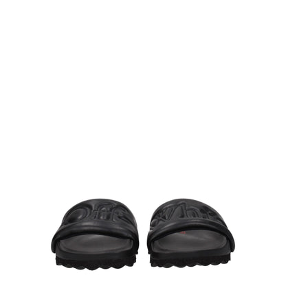 Off-White – Schwarze Leder-Slipper-Sandalen