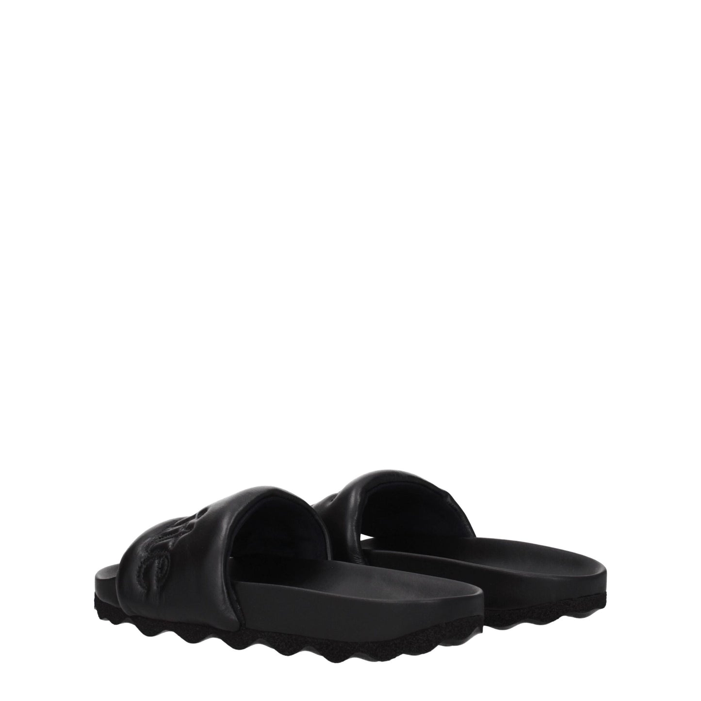 Off-White – Schwarze Leder-Slipper-Sandalen