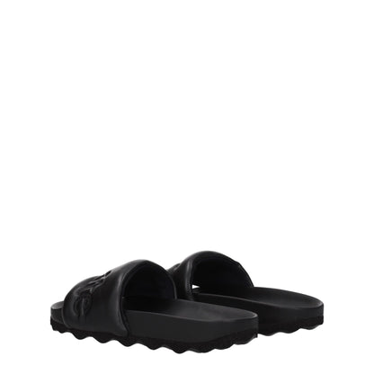 Off-White – Schwarze Leder-Slipper-Sandalen