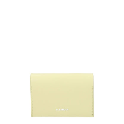 Porte-cartes en cuir jaune Jil Sander