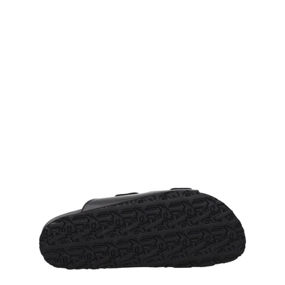 Palm Angels Black Leather Slippers Sandals