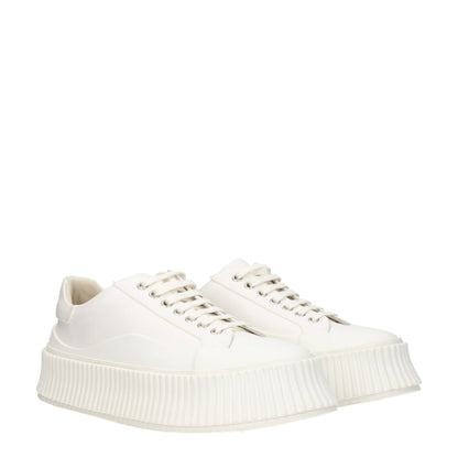 Jil Sander – Plateau-Sneakers aus weißem Stoff