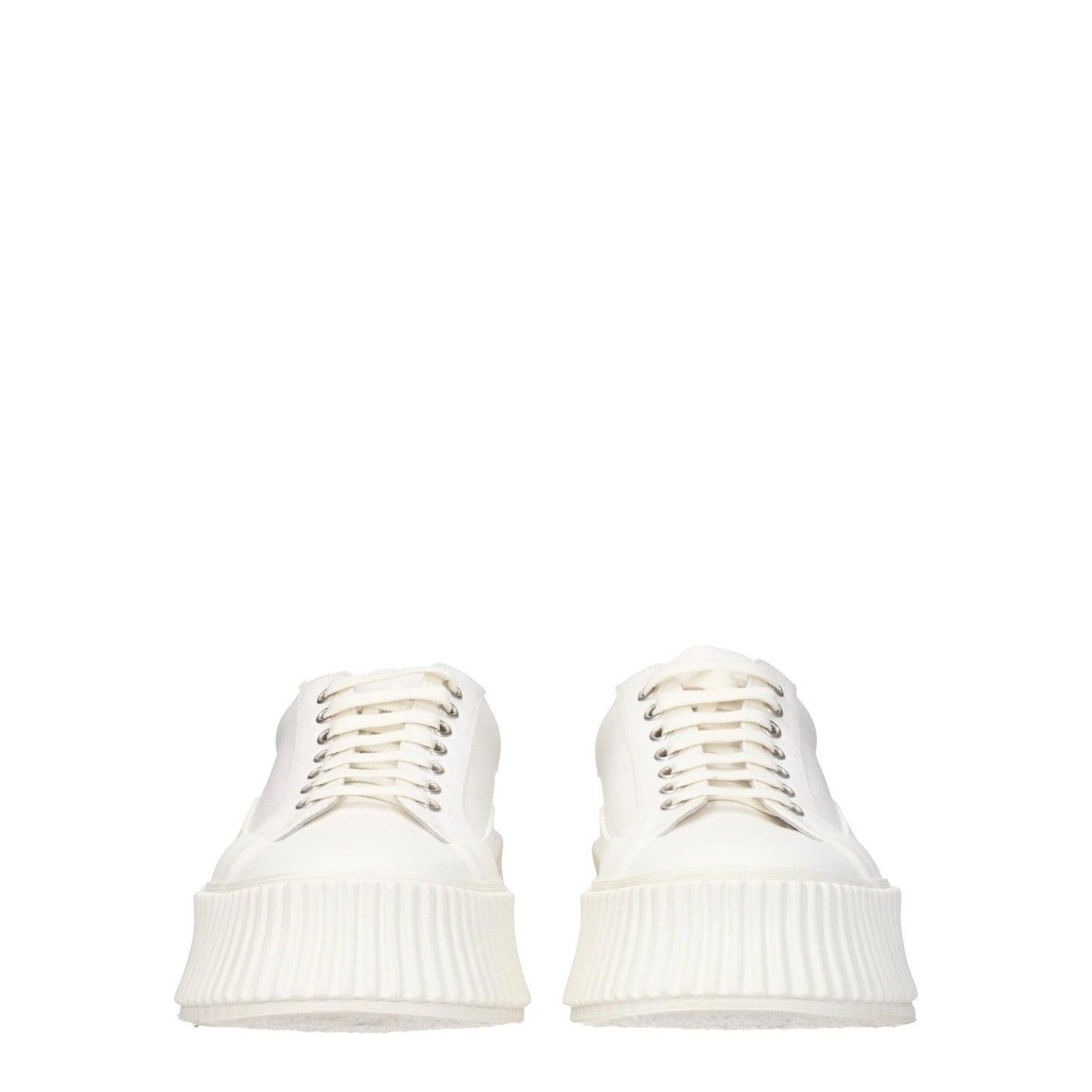 Jil Sander – Plateau-Sneakers aus weißem Stoff