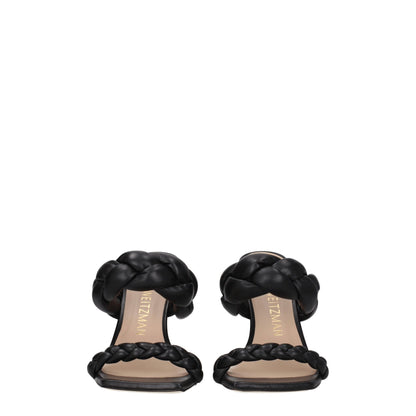 Stuart Weitzman Black Leather Stiletto Heels Sandals