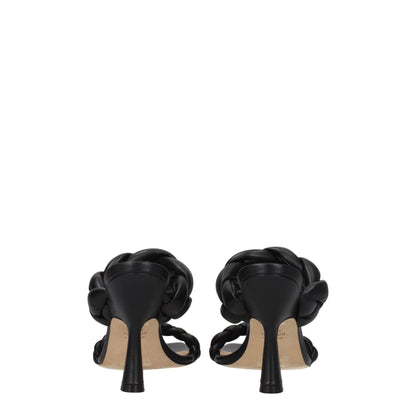 Stuart Weitzman Black Leather Stiletto Heels Sandals