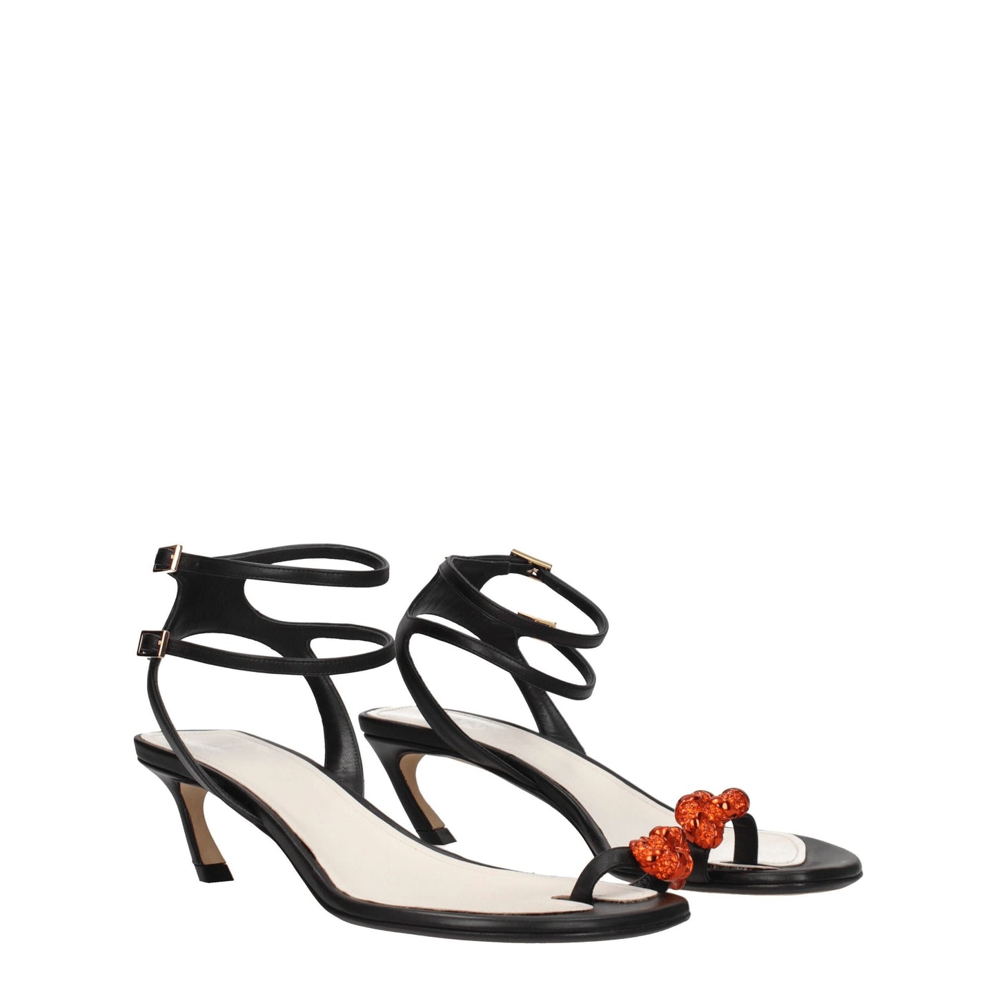 Sandales à talons aiguilles en cuir noir