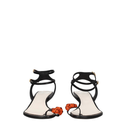 Sandales à talons aiguilles en cuir noir
