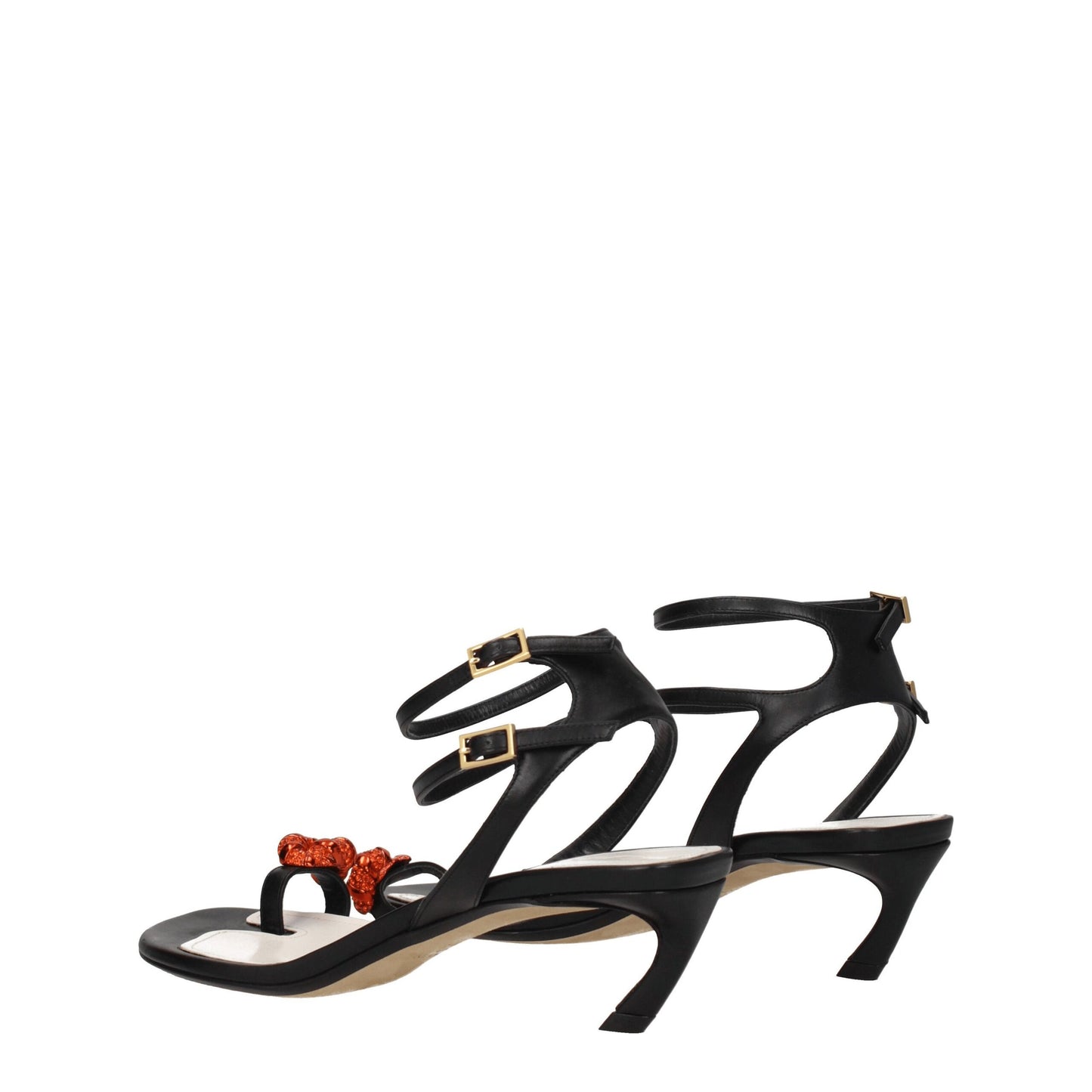 Sandales à talons aiguilles en cuir noir