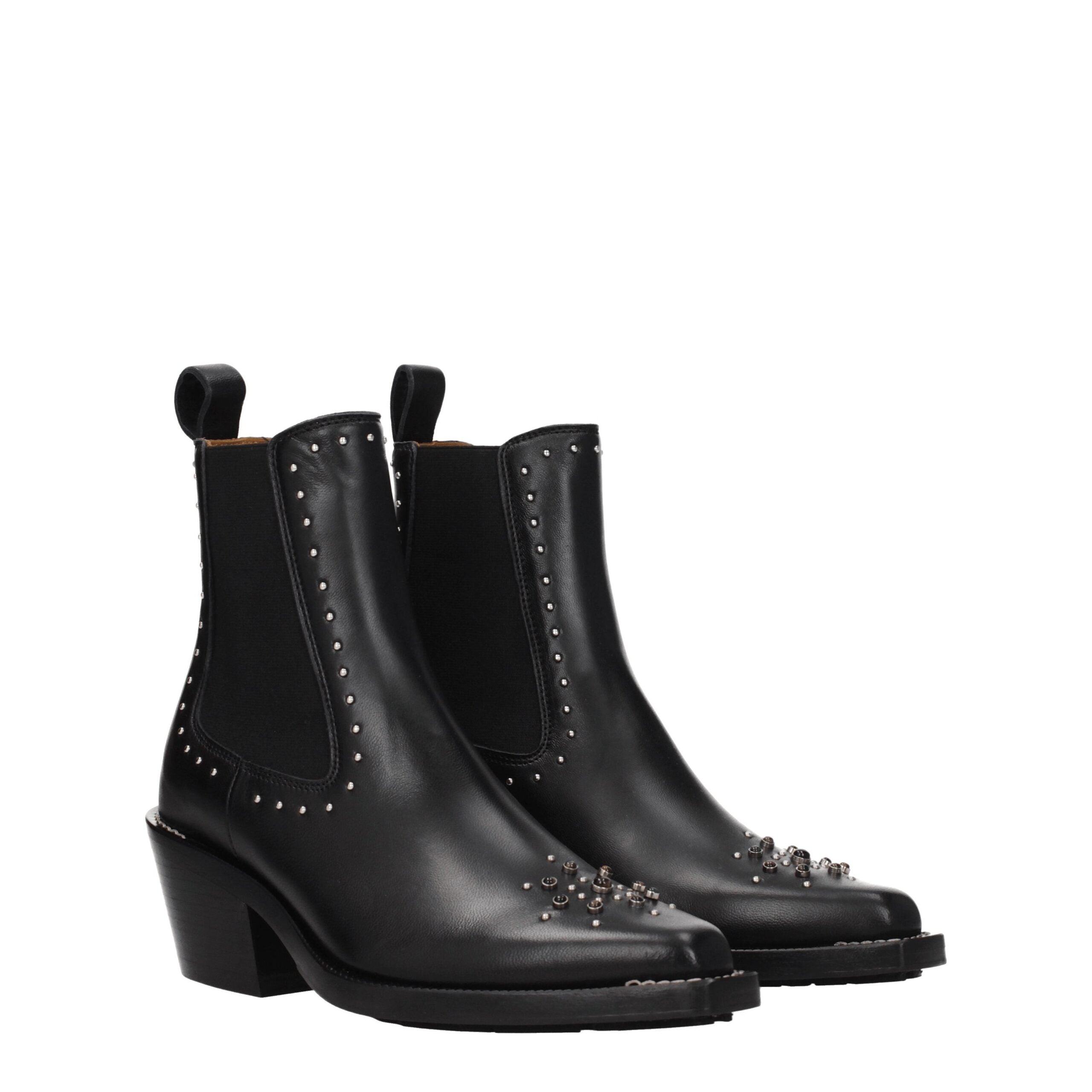 Bottines en cuir noir Chloé
