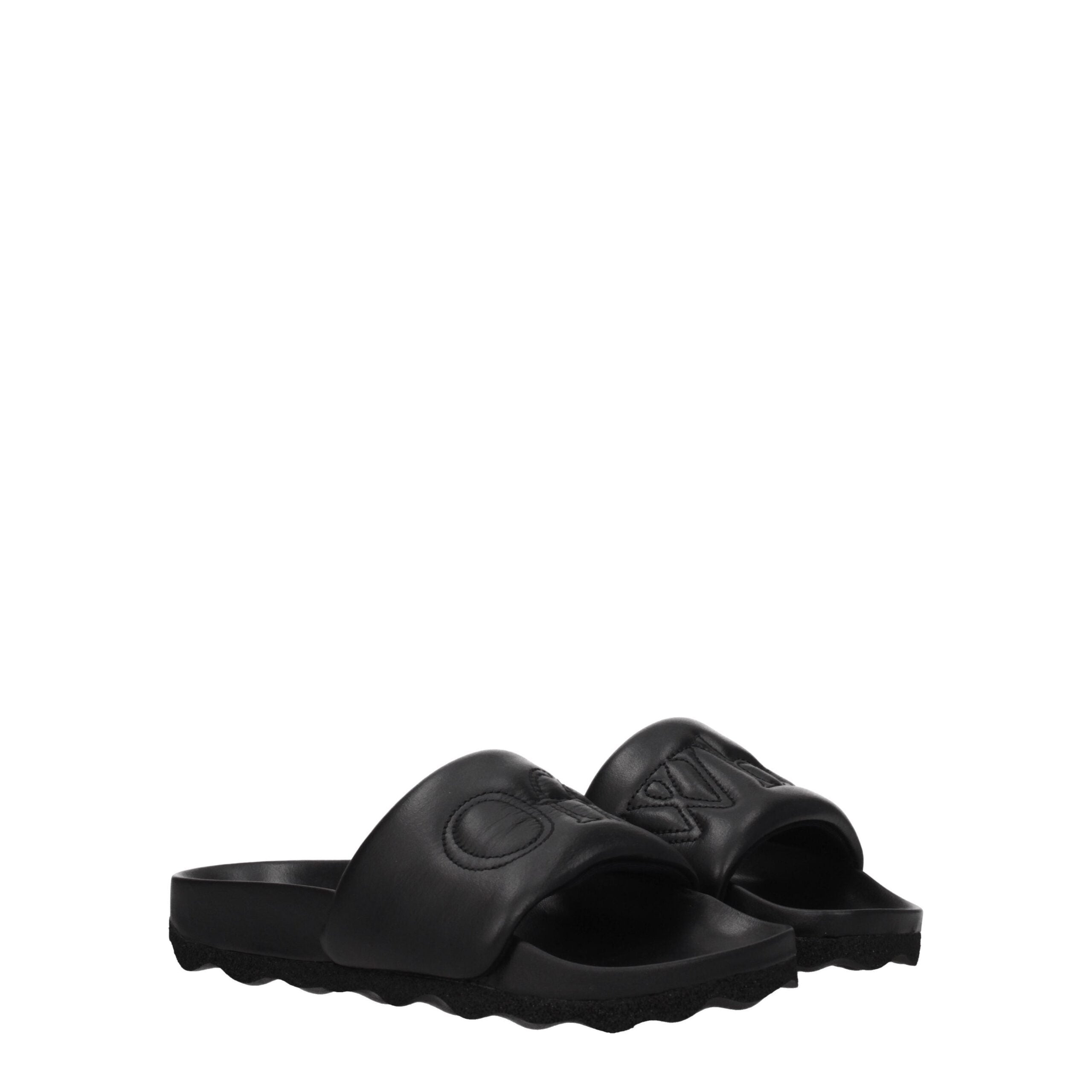 Sandales chaussons en cuir noir Off-White