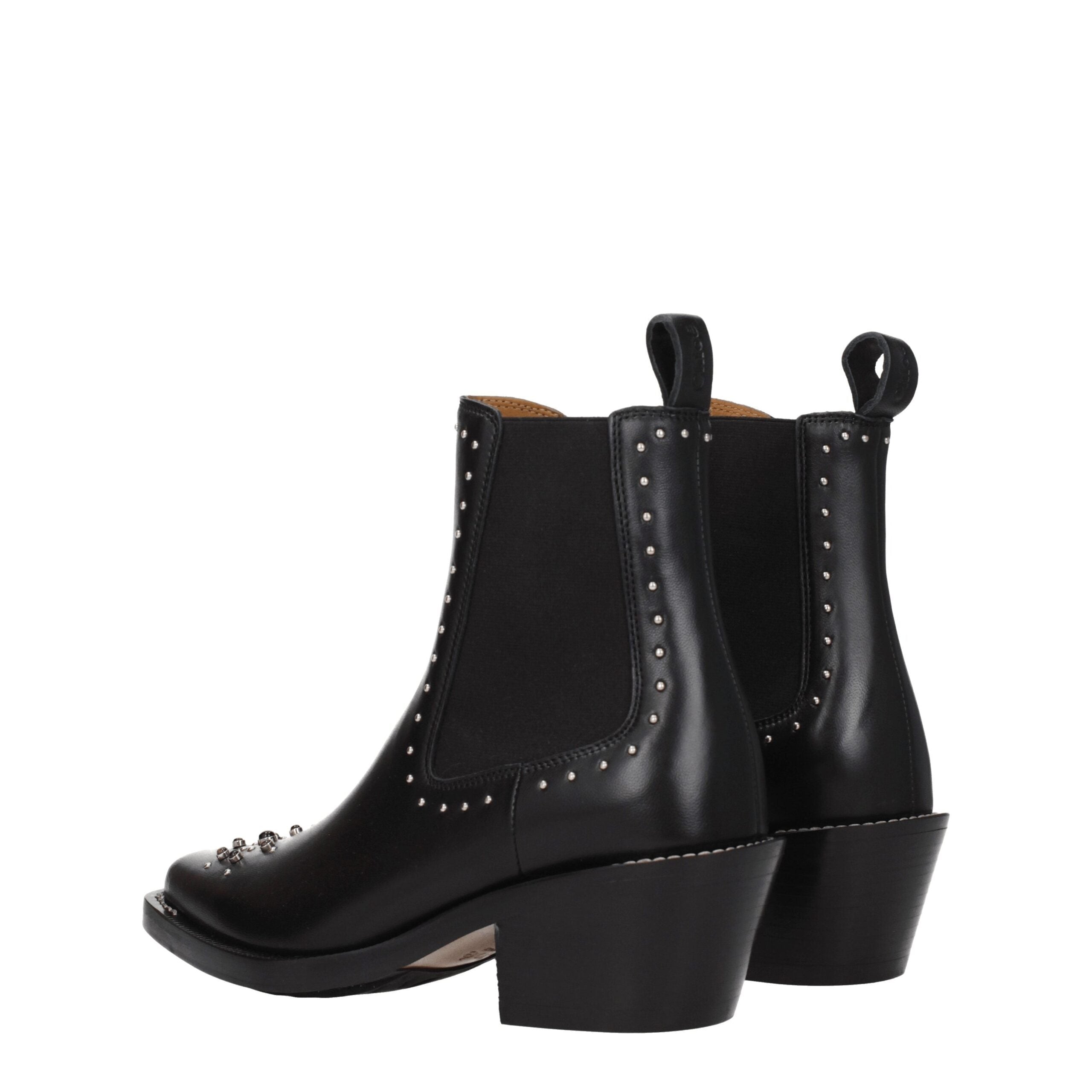 Bottines en cuir noir Chloé