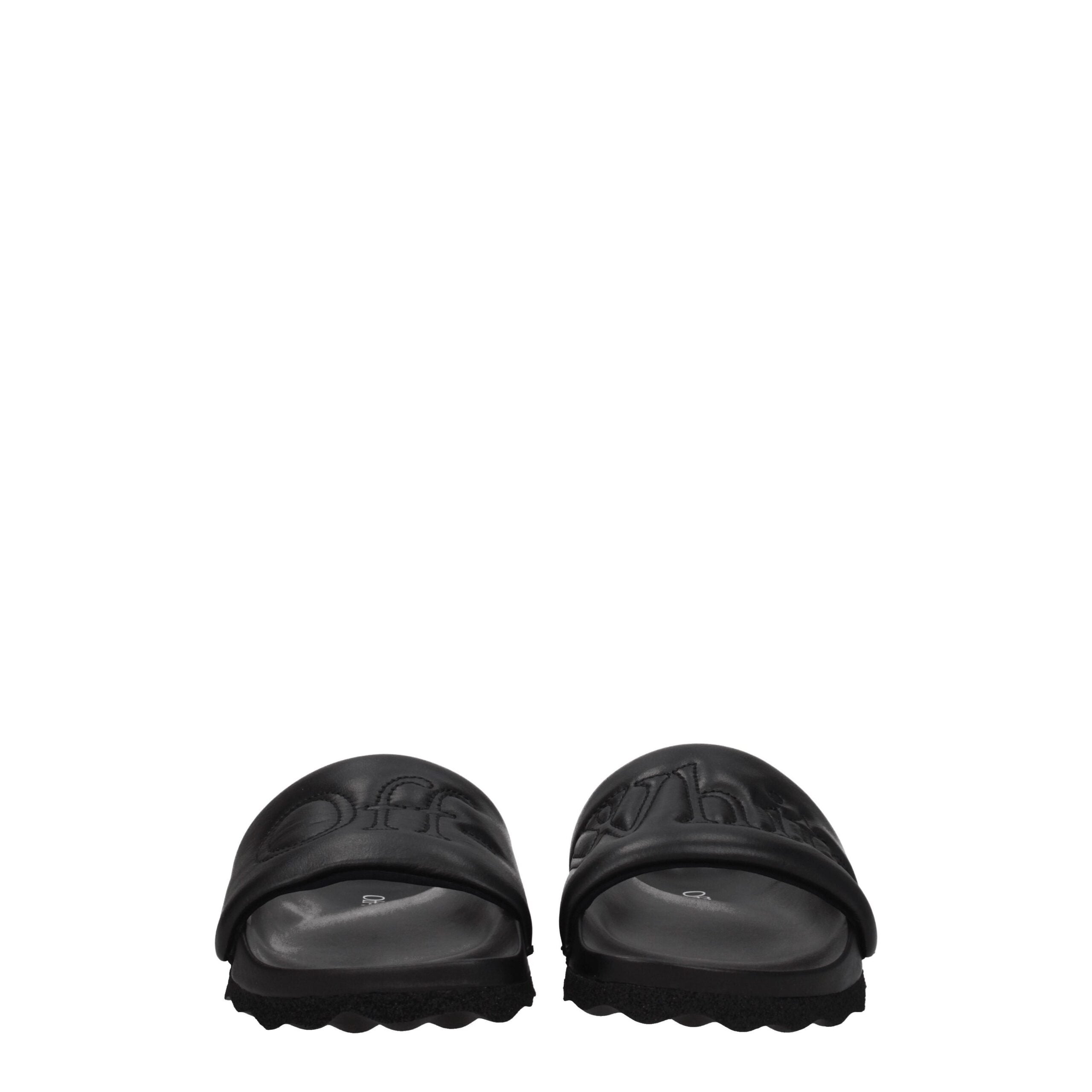 Sandales chaussons en cuir noir Off-White