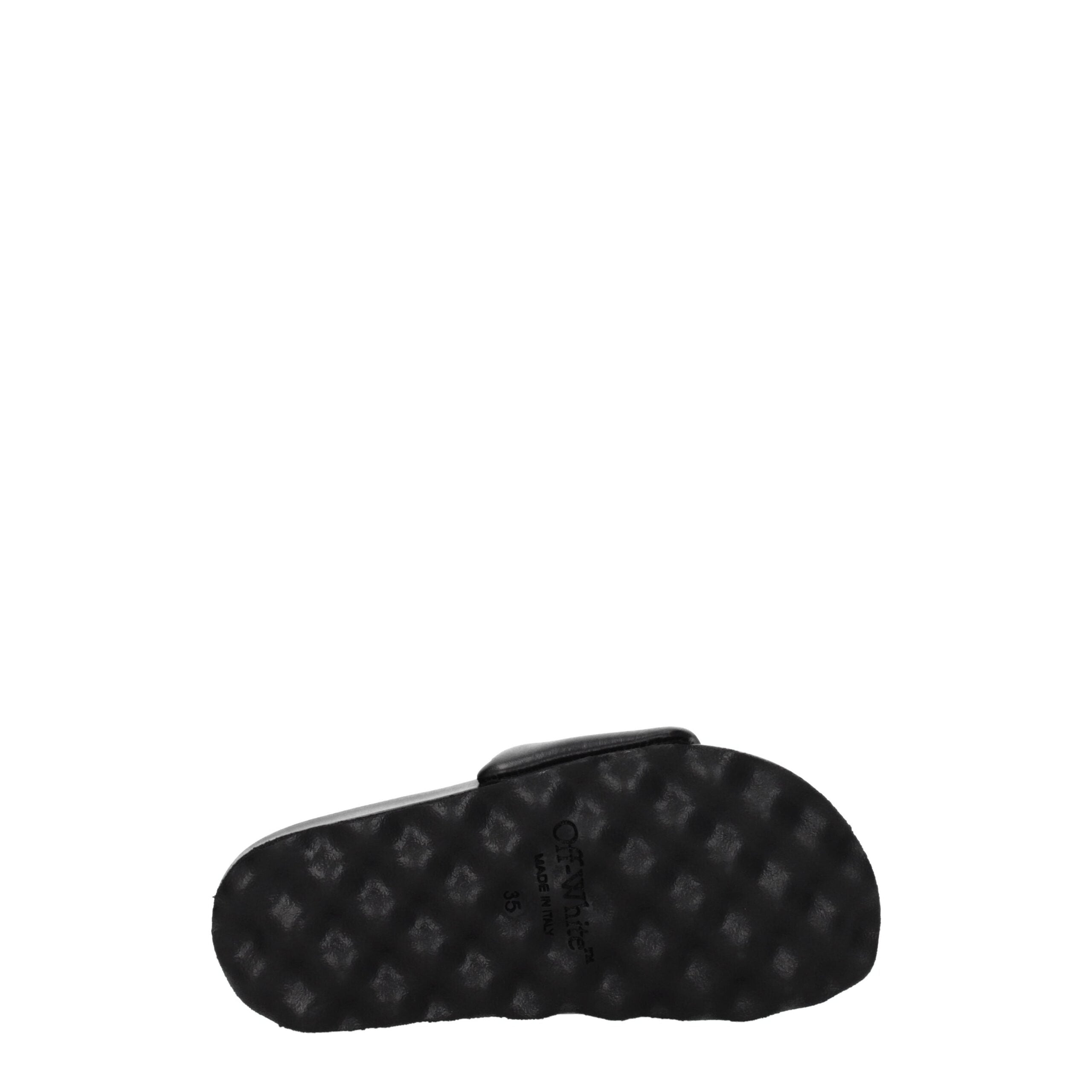 Sandales chaussons en cuir noir Off-White