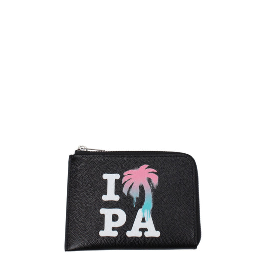 Porte-cartes en cuir noir Palm Angels