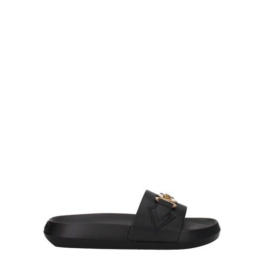 Versace – Schwarze Leder-Slipper-Sandalen
