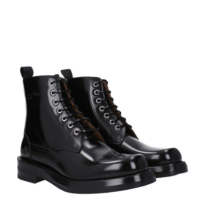Bottines en cuir noir Christian Dior