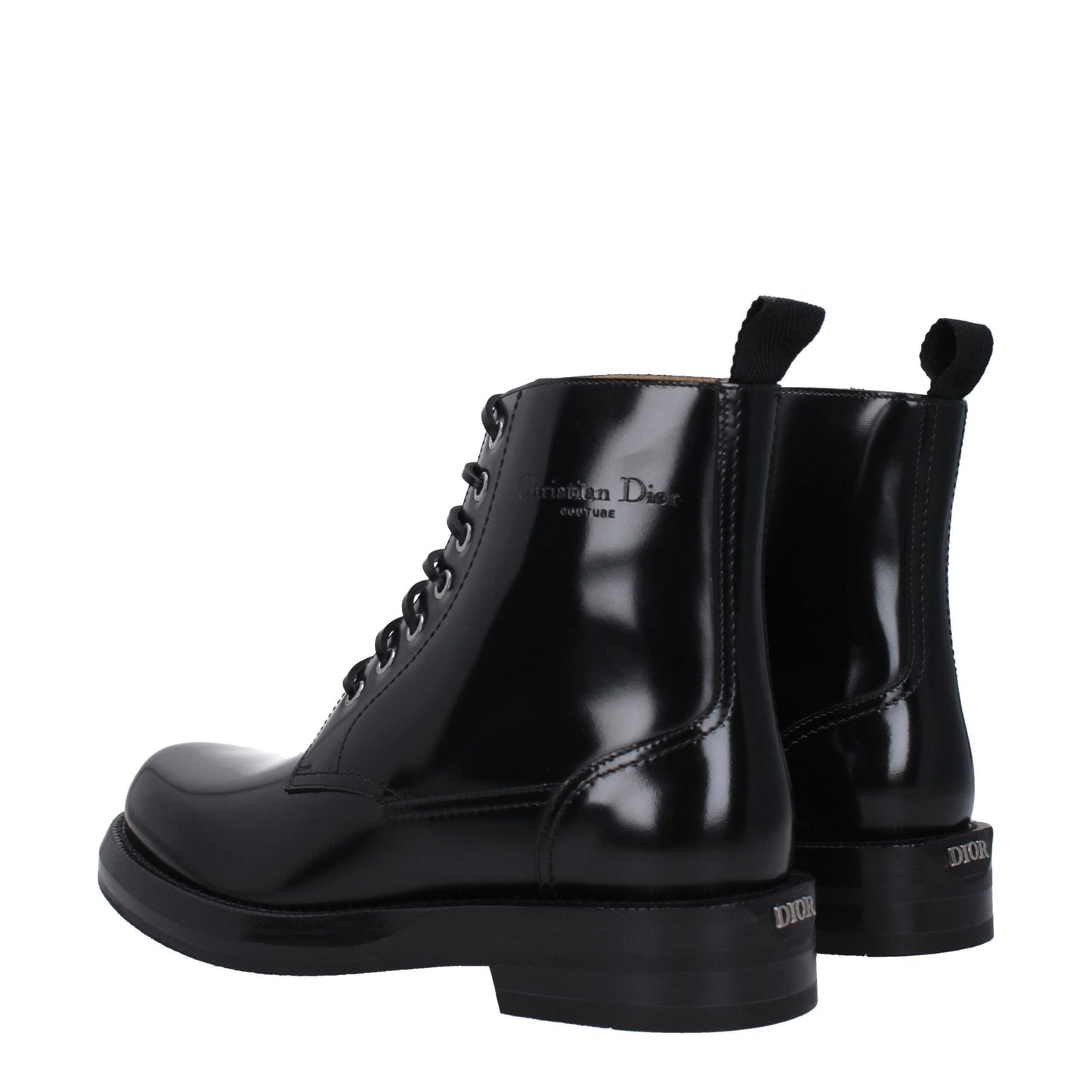 Bottines en cuir noir Christian Dior