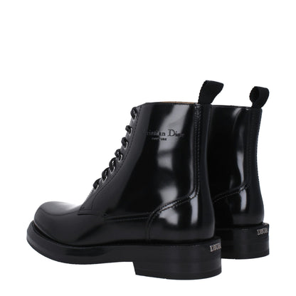 Bottines en cuir noir Christian Dior