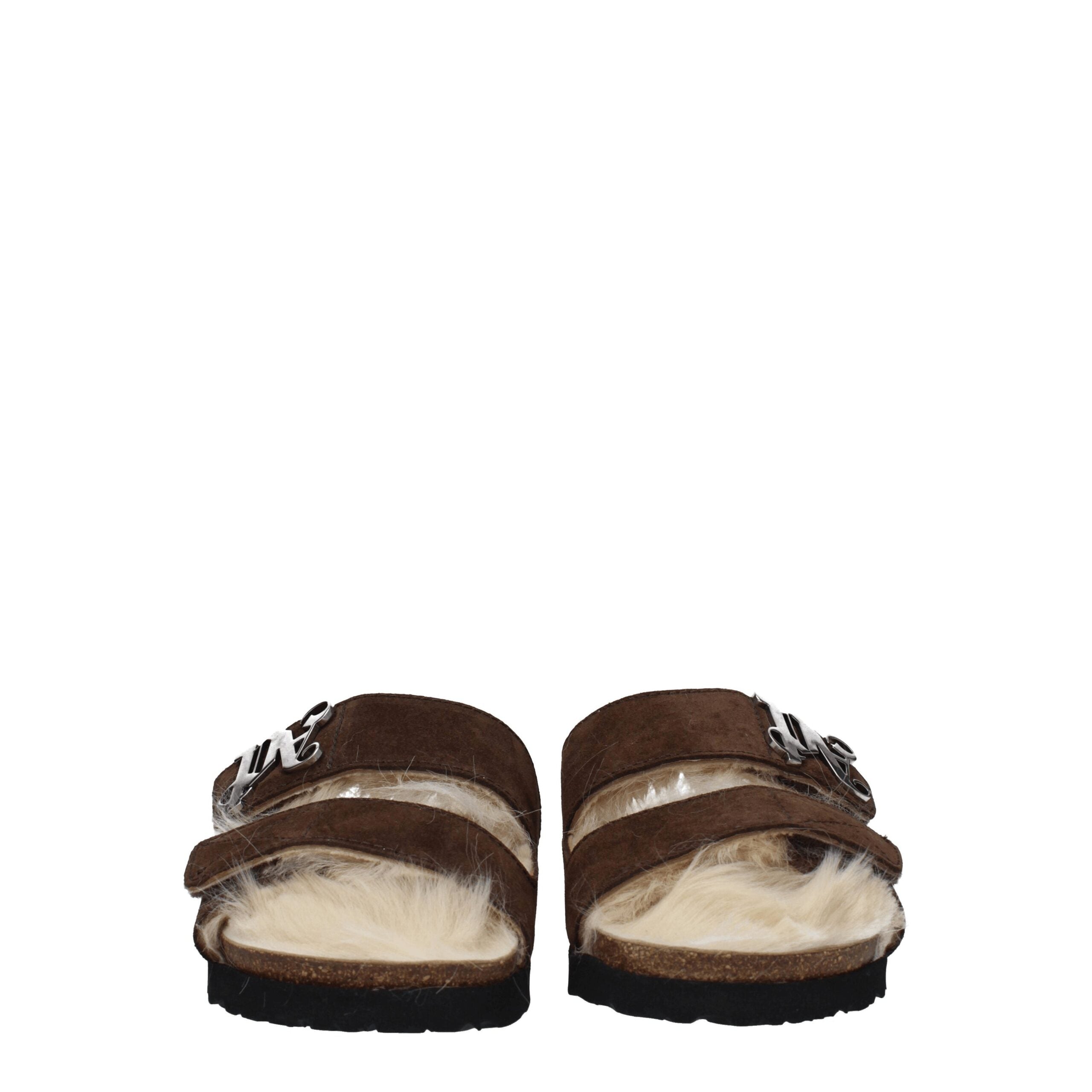 Sandales chaussons en cuir marron Palm Angels