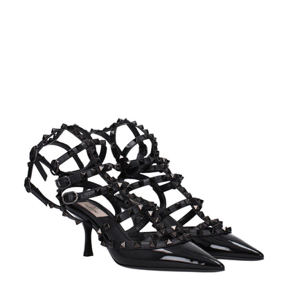 Valentino Garavani – Schwarze Sandalen aus Leder mit Stilettoabsatz