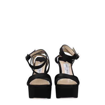 Jimmy Choo Schwarze Satin-Plateaus