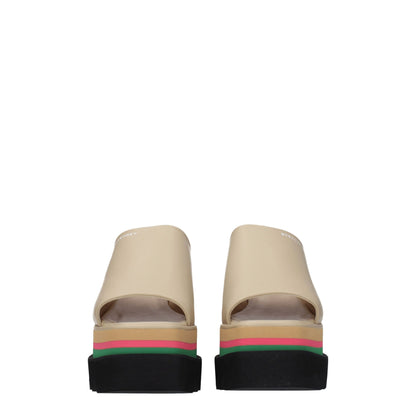 Stella McCartney – Beigefarbene Slipper-Sandalen aus Leder