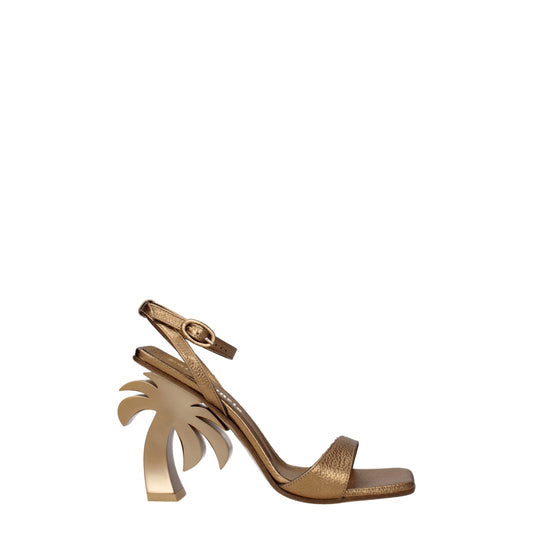 Plateformes en cuir doré Palm Angels