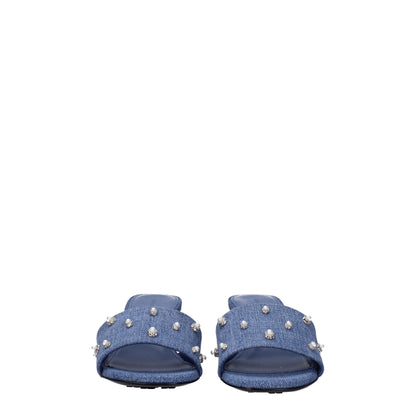 Givenchy – Flache Sandalen aus blauem Stoff