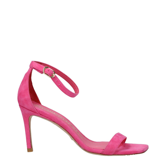 Stuart Weitzman – Rosa Ledersandalen mit Stilettoabsatz