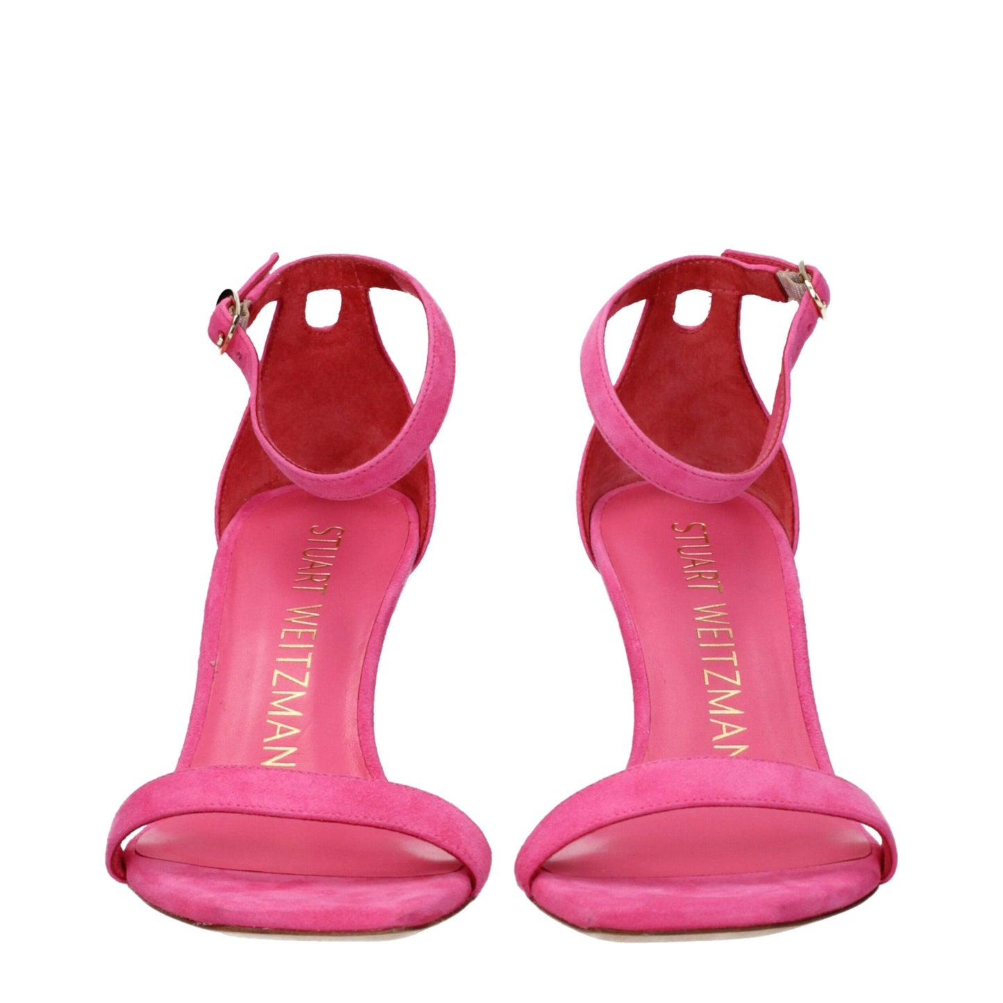 Stuart Weitzman – Rosa Ledersandalen mit Stilettoabsatz