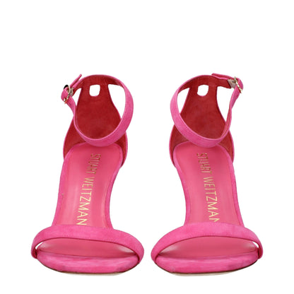 Stuart Weitzman – Rosa Ledersandalen mit Stilettoabsatz
