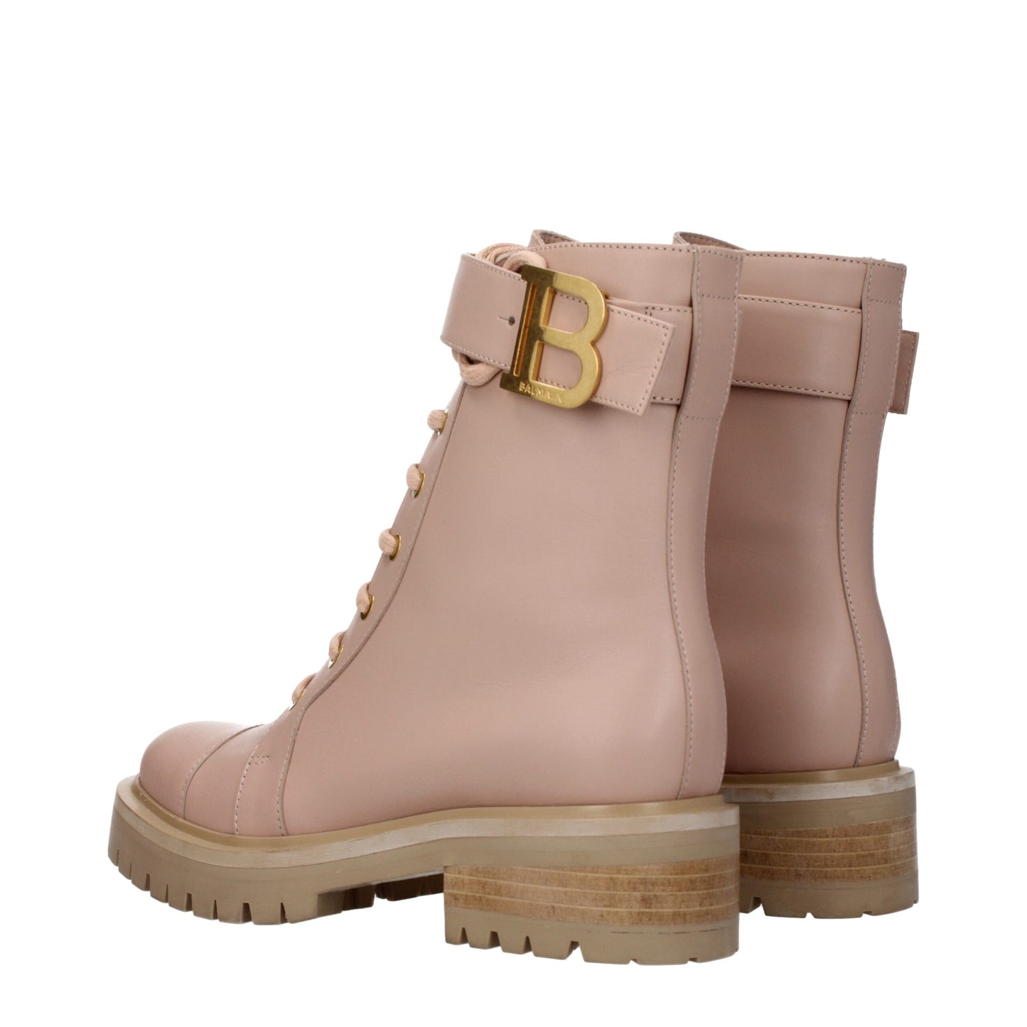 Bottines en cuir beige Balmain
