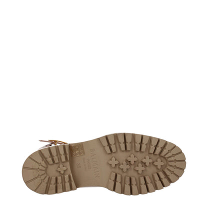 Bottines en cuir beige Balmain