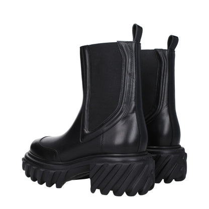 Off-White Black Leather Ankle Boots