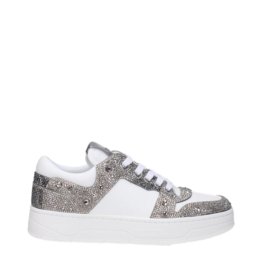 Sneakers en cuir blanc à semelle épaisse