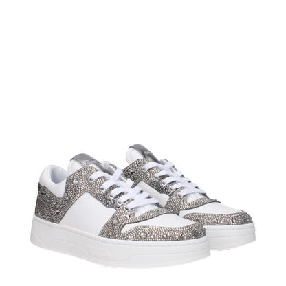 Sneakers en cuir blanc à semelle épaisse