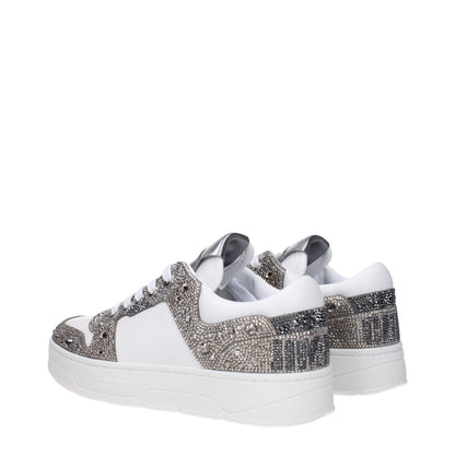 Sneakers en cuir blanc à semelle épaisse