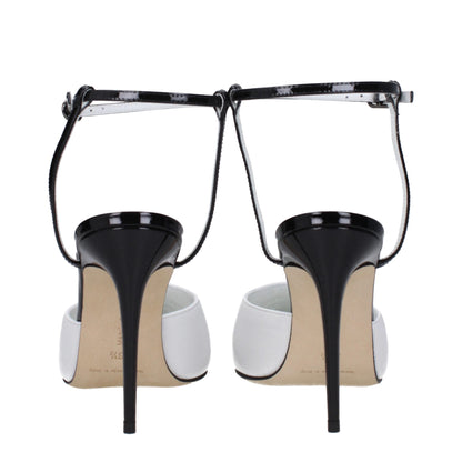 Manolo Blahnik Sandalen aus weißem Leder mit Stilettoabsatz