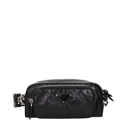 Sacs à bandoulière en cuir noir Prada